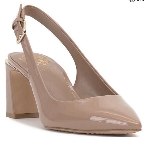 Vince Camuto Nude Block Heel Slingbacks - Picture 1 of 9